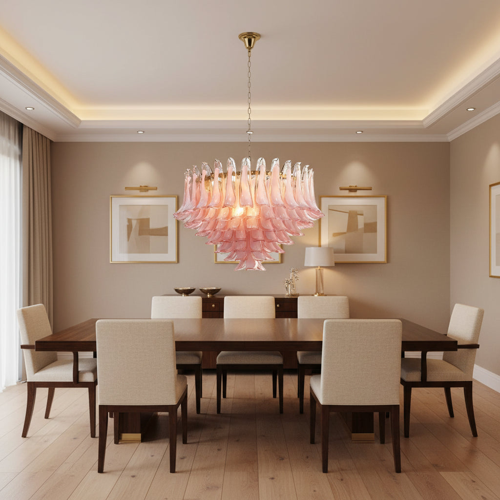 Blush Pink Glass Chandelier