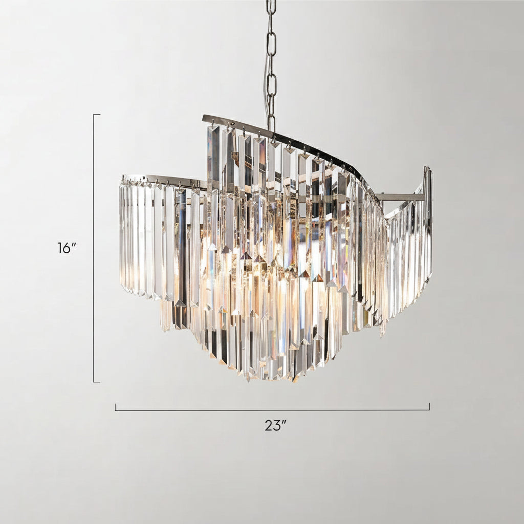Luxe Spiral Chandelier - Nickel/Clear