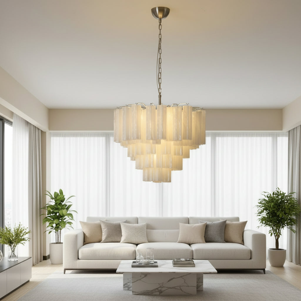 Frosted Glass Cascade Chandelier