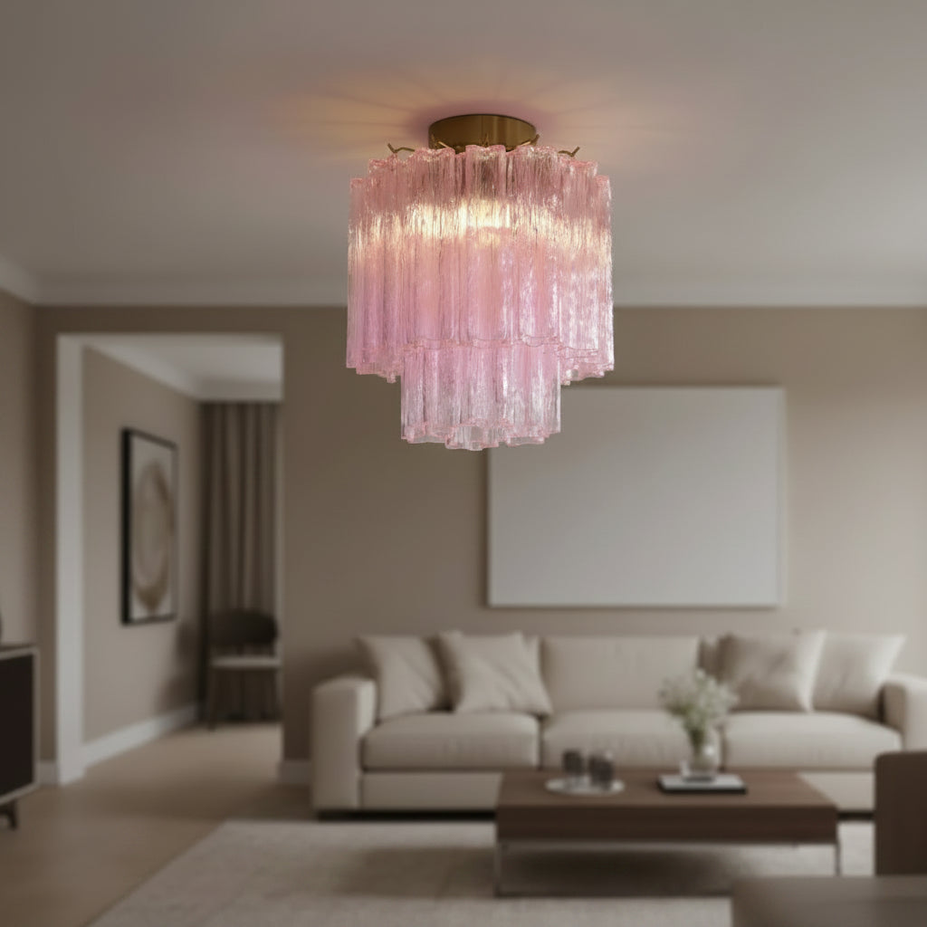 Fiora Pink Glass Ceiling Lamp