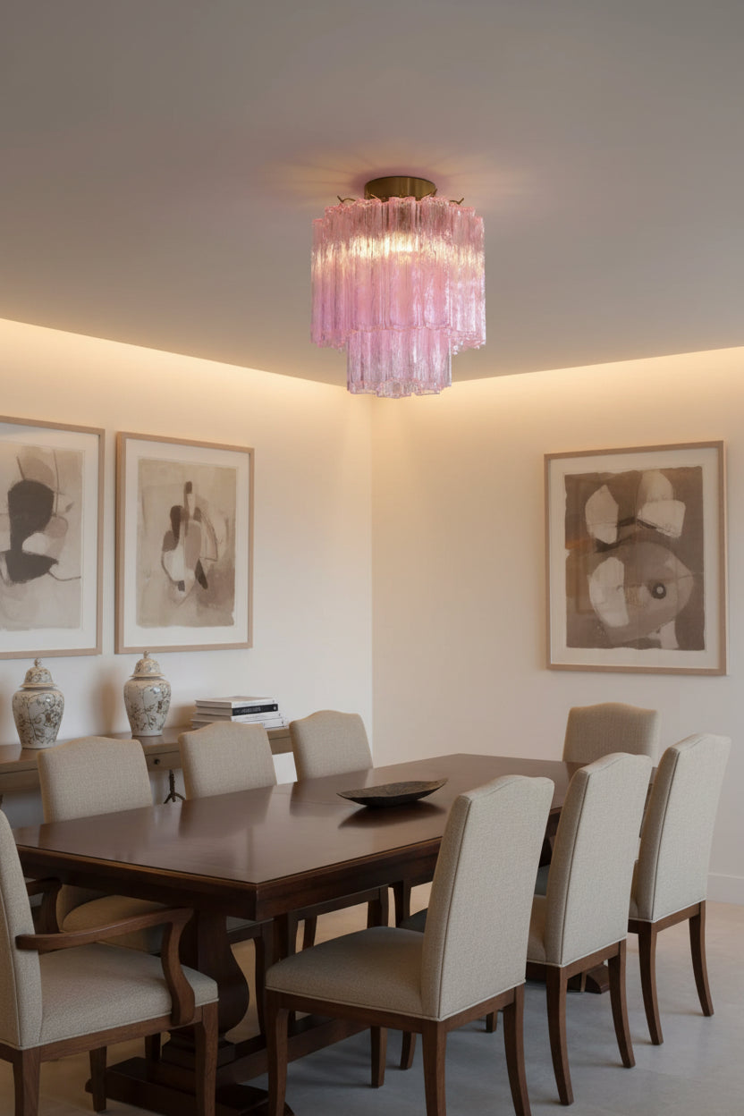 Fiora Pink Glass Ceiling Lamp