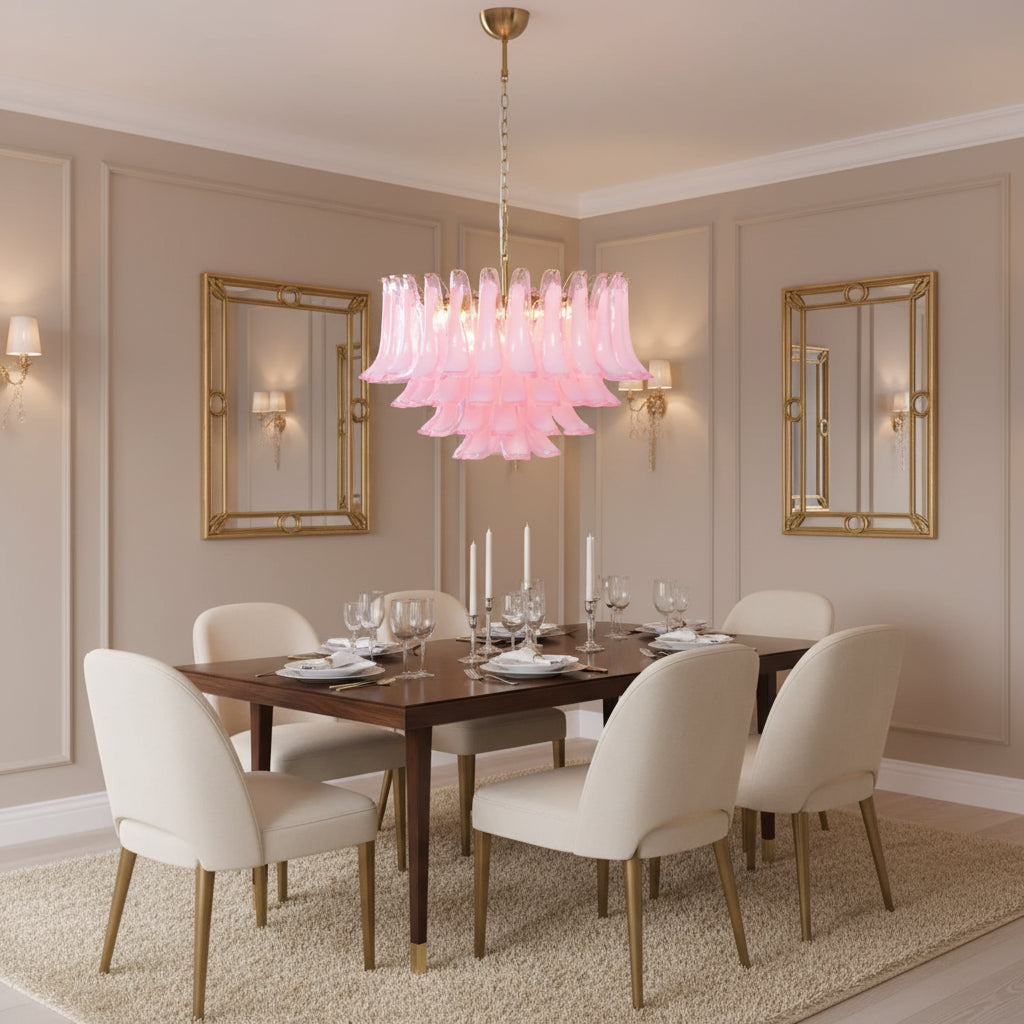 Fiora Pink Glass Chandelier