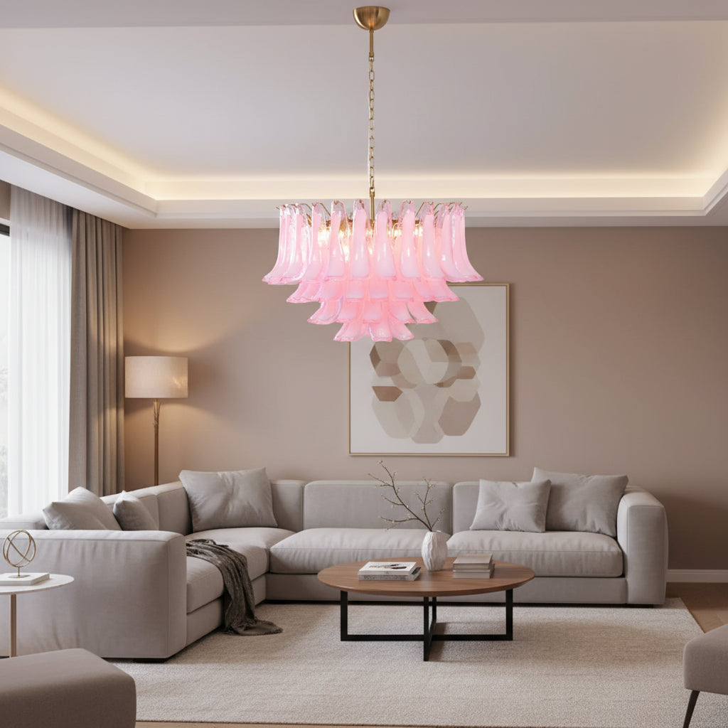 Fiora Pink Glass Chandelier
