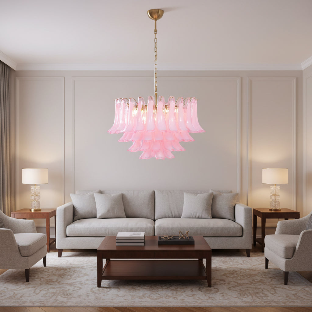 Fiora Pink Glass Chandelier