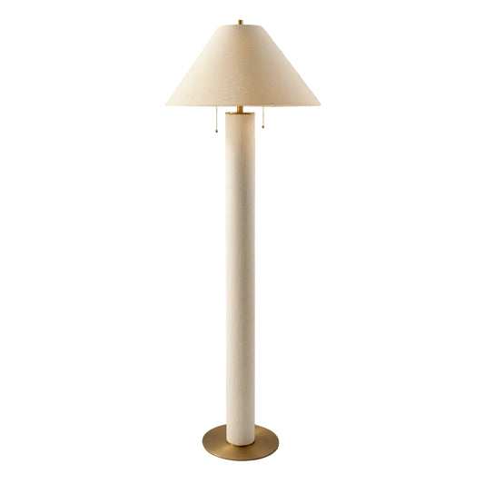 Della Linen & Brass Floor Lamp