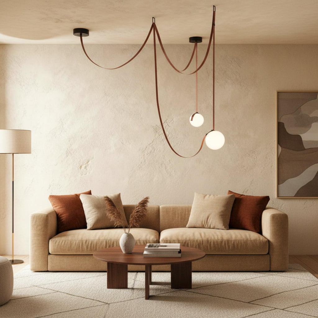 Corium Leather Glass Chandelier