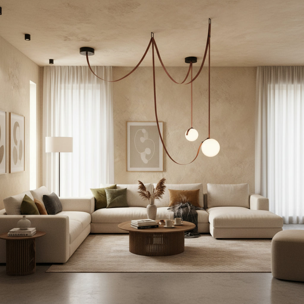 Corium Leather Glass Chandelier