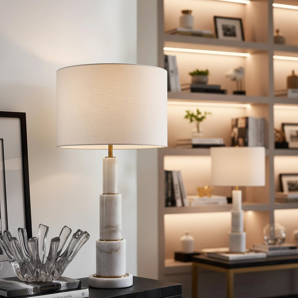 Adair Marble Table Lamp - White