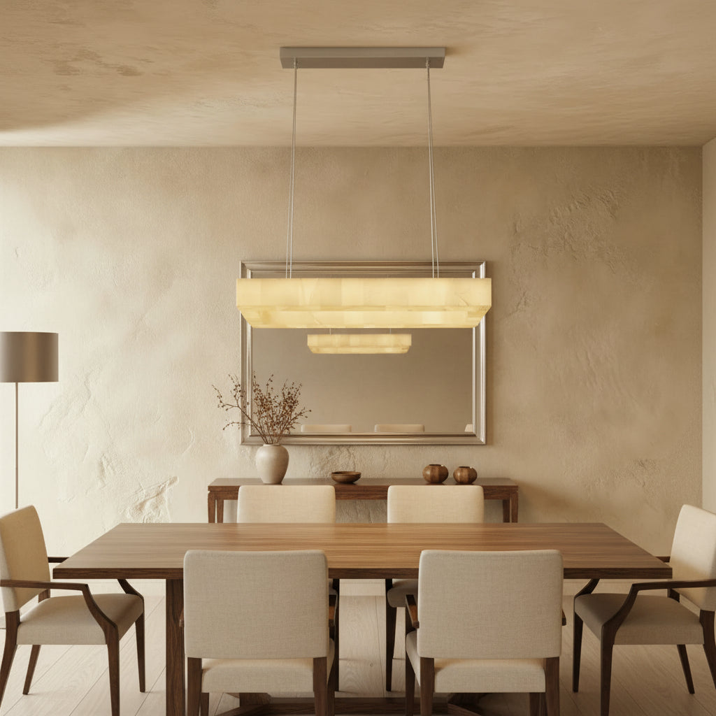 Teva Rectangular Alabaster Chandelier
