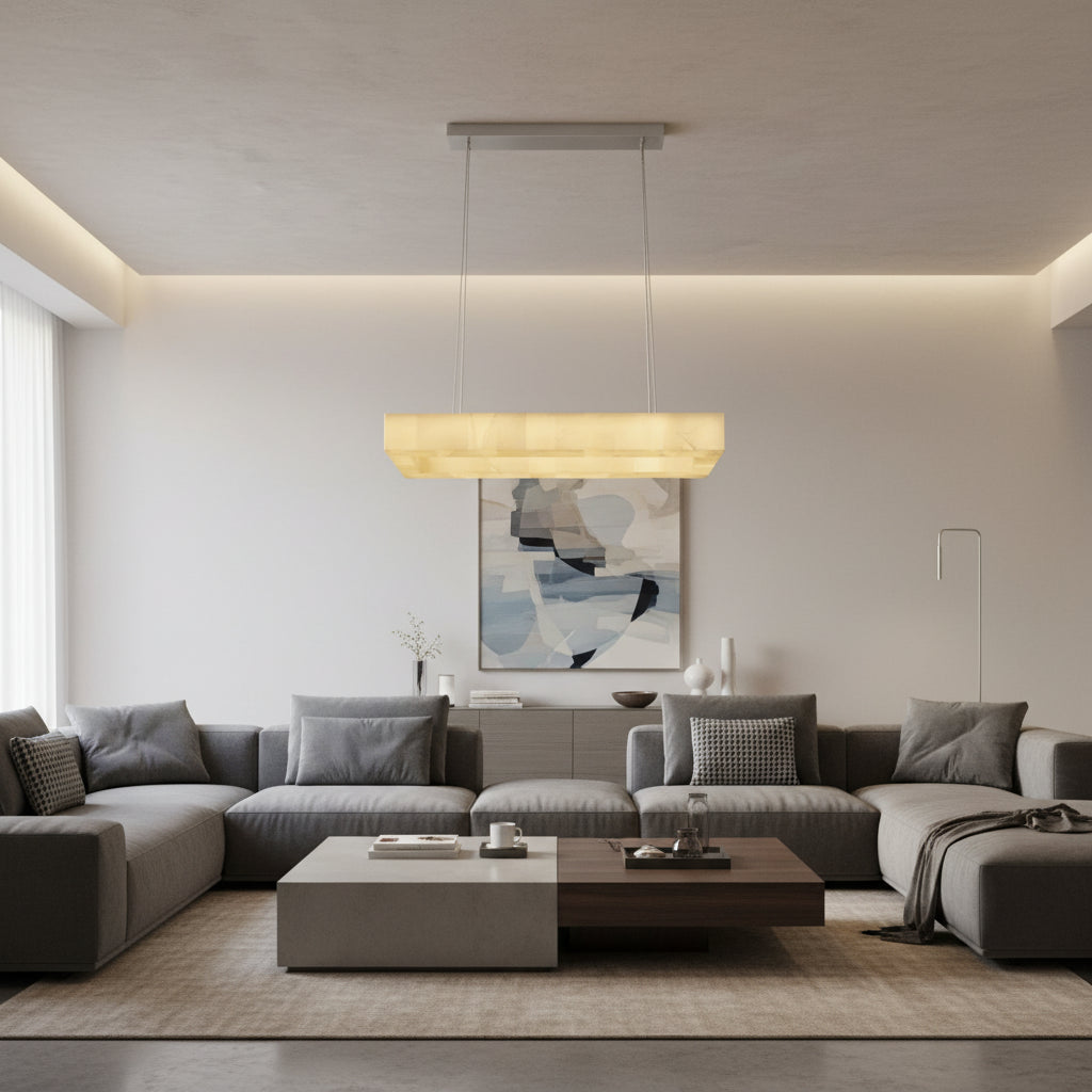 Teva Rectangular Alabaster Chandelier