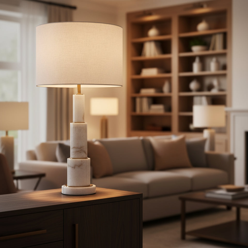 Adair Marble Table Lamp - White