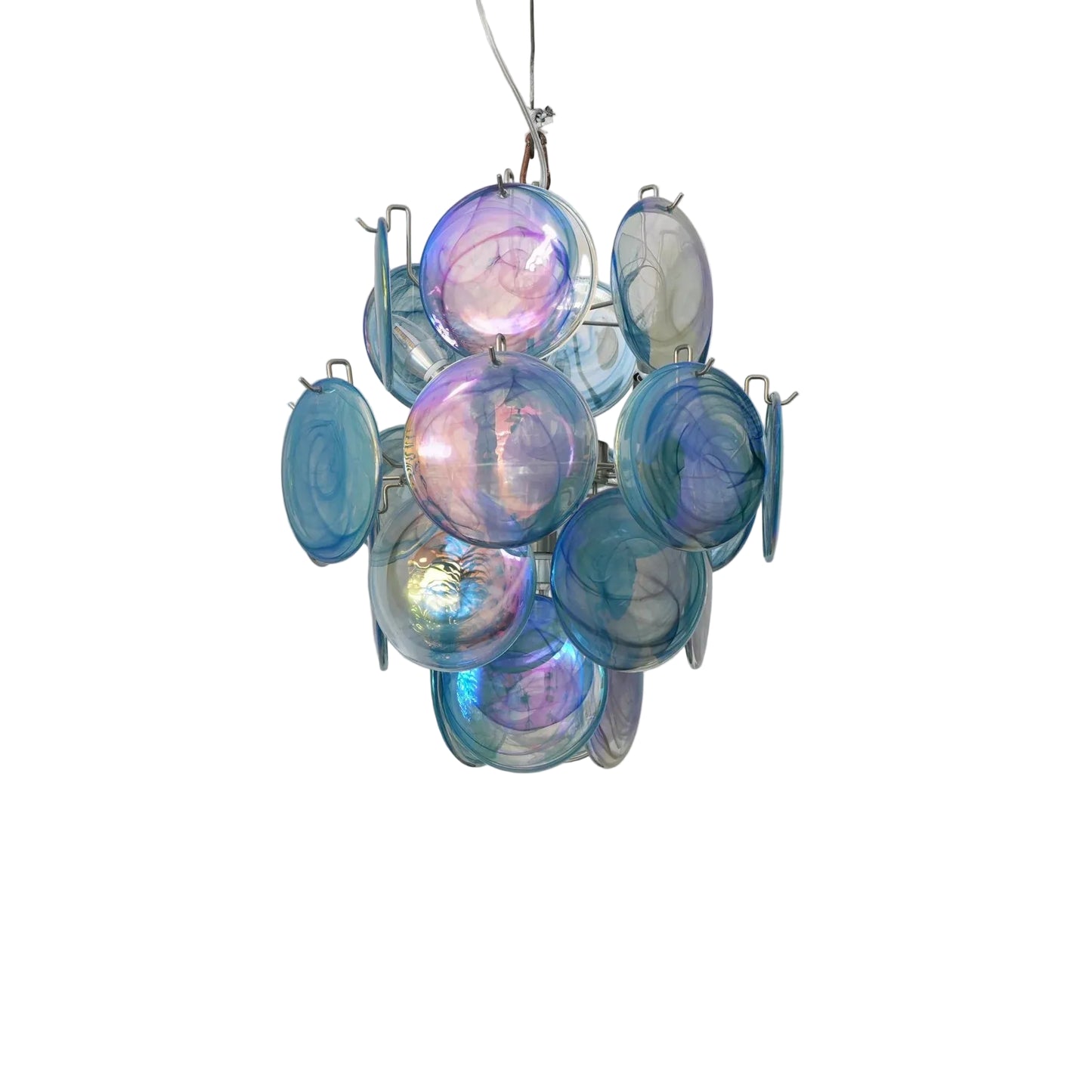Blue Disc Glass Chandelier