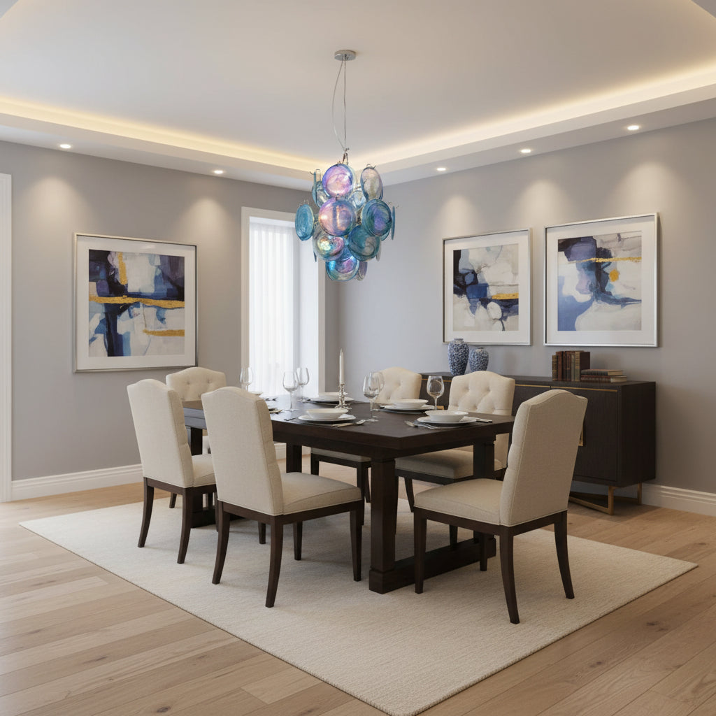 Blue Disc Glass Chandelier