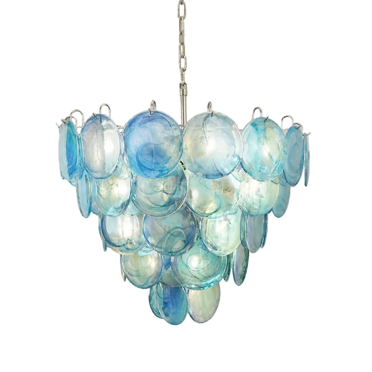 Blue Glass Disc Chandelier
