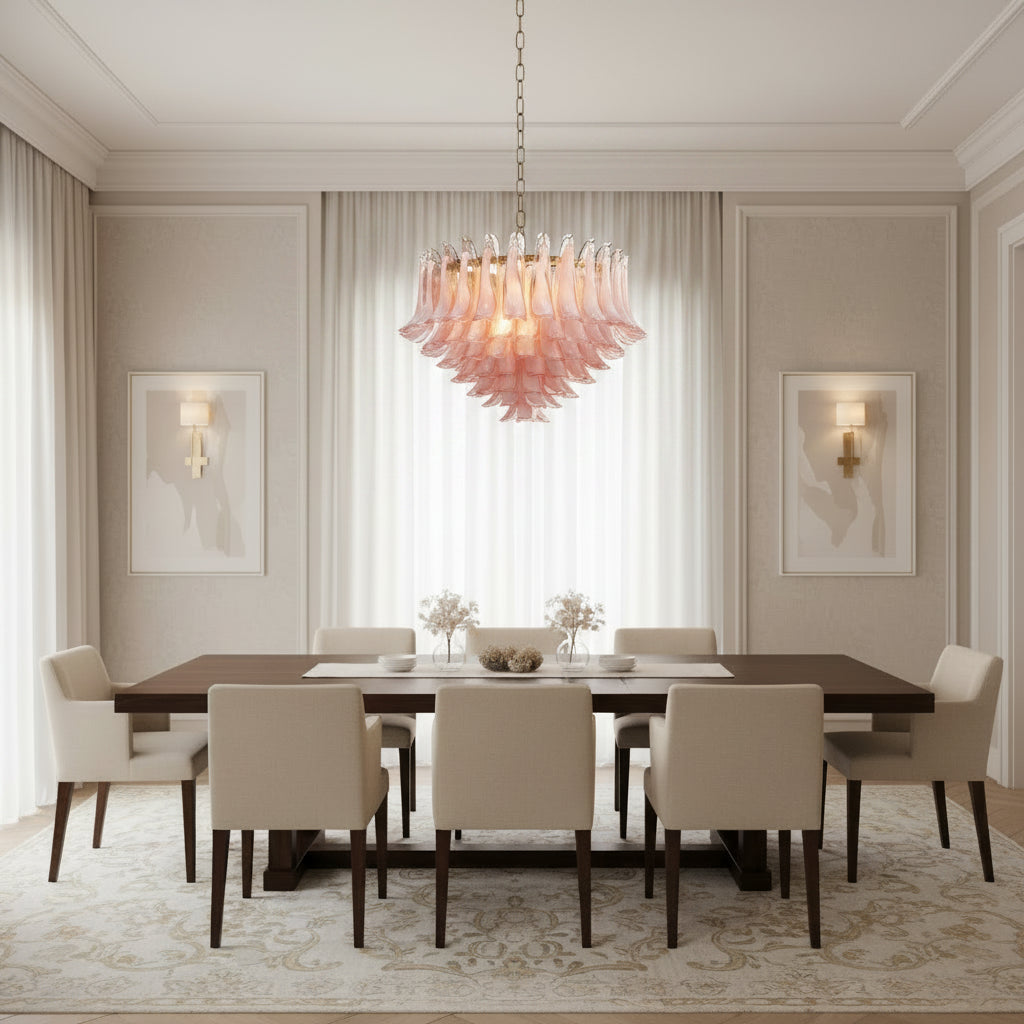 Blush Pink Glass Chandelier