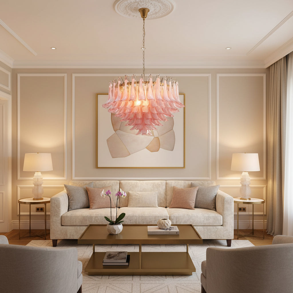 Blush Pink Glass Chandelier