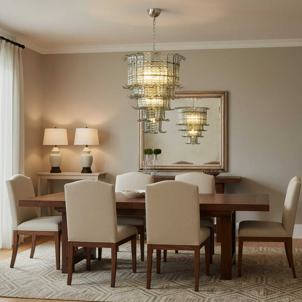 Cascade Glass Green Chandelier