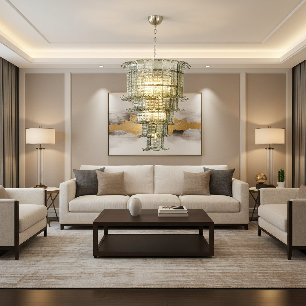Cascade Glass Green Chandelier