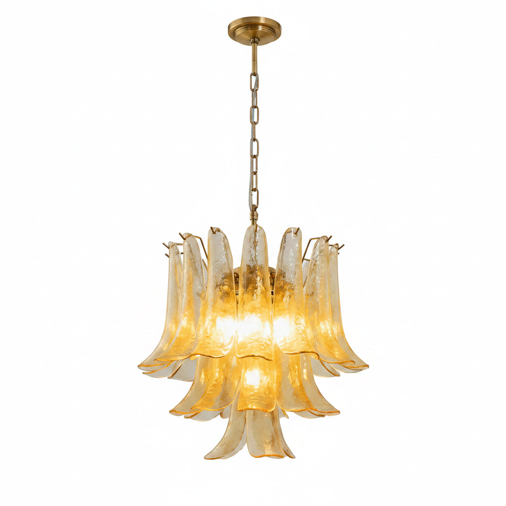 Amber Cascade Glass Chandelier