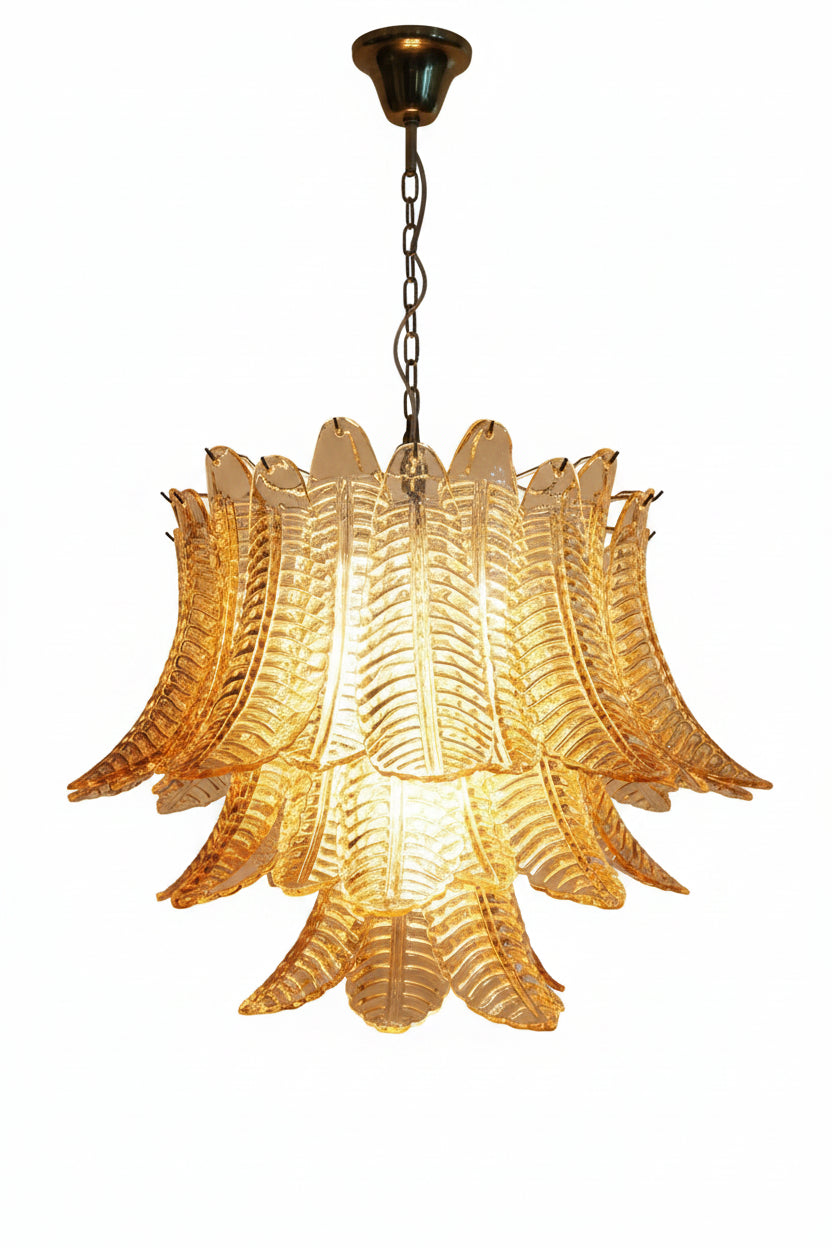 Amber Glass Leaf Chandelier