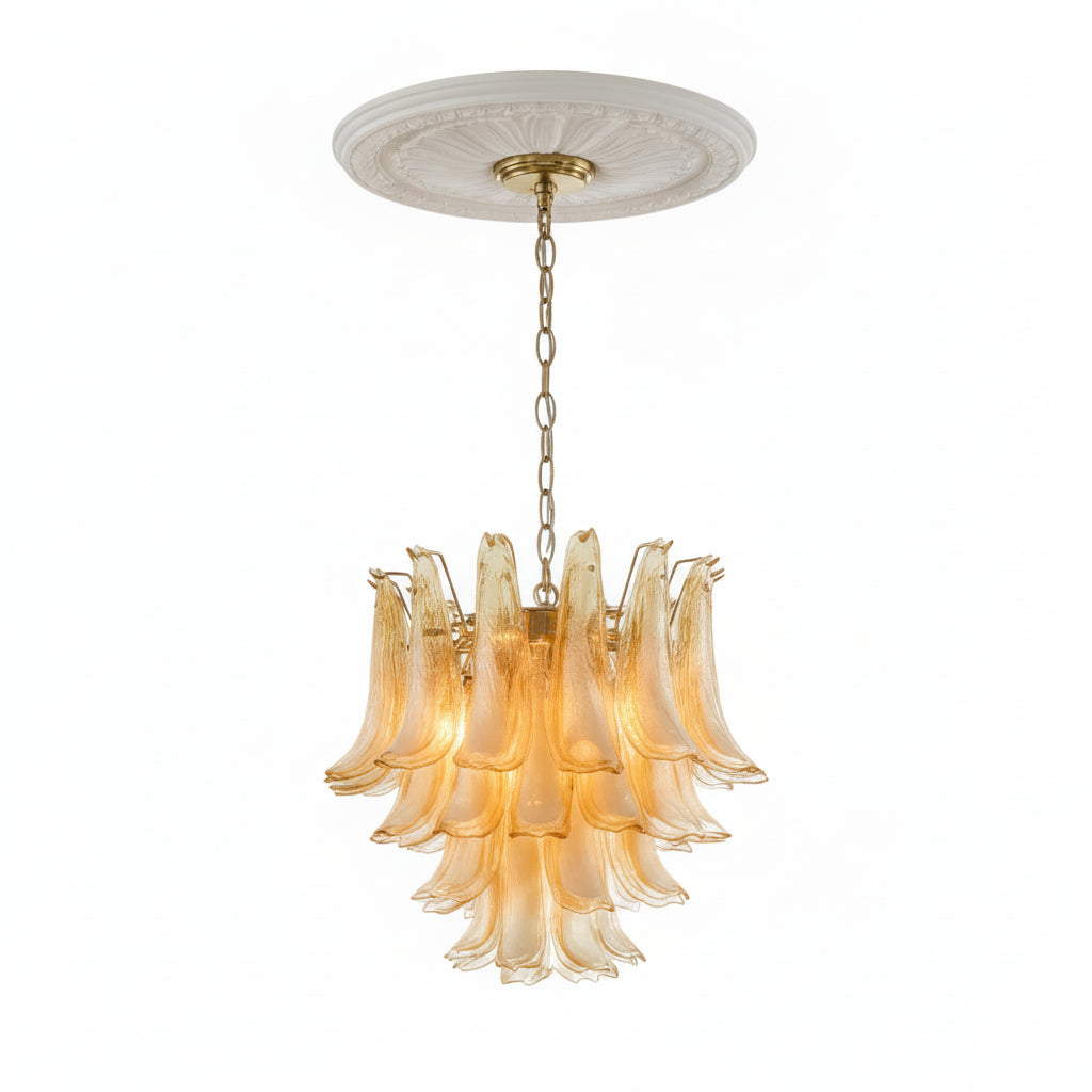 Amber Glass Petals Chandelier
