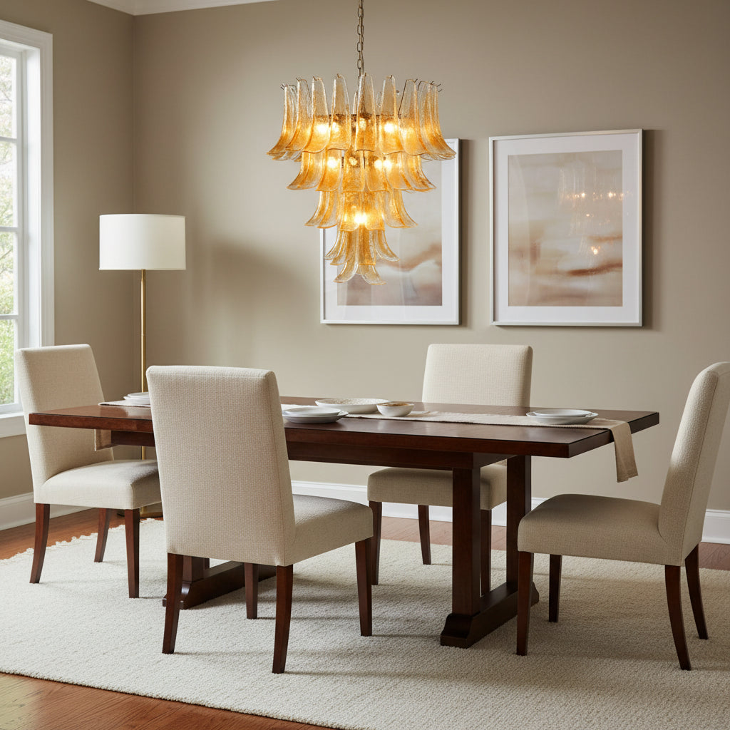 Amber Glass Petals Chandelier