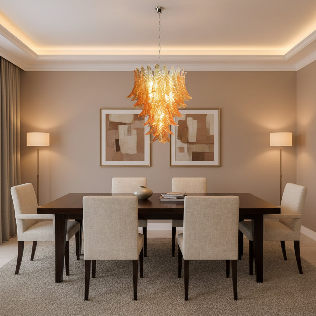 Amber Leaf Cascade Chandelier