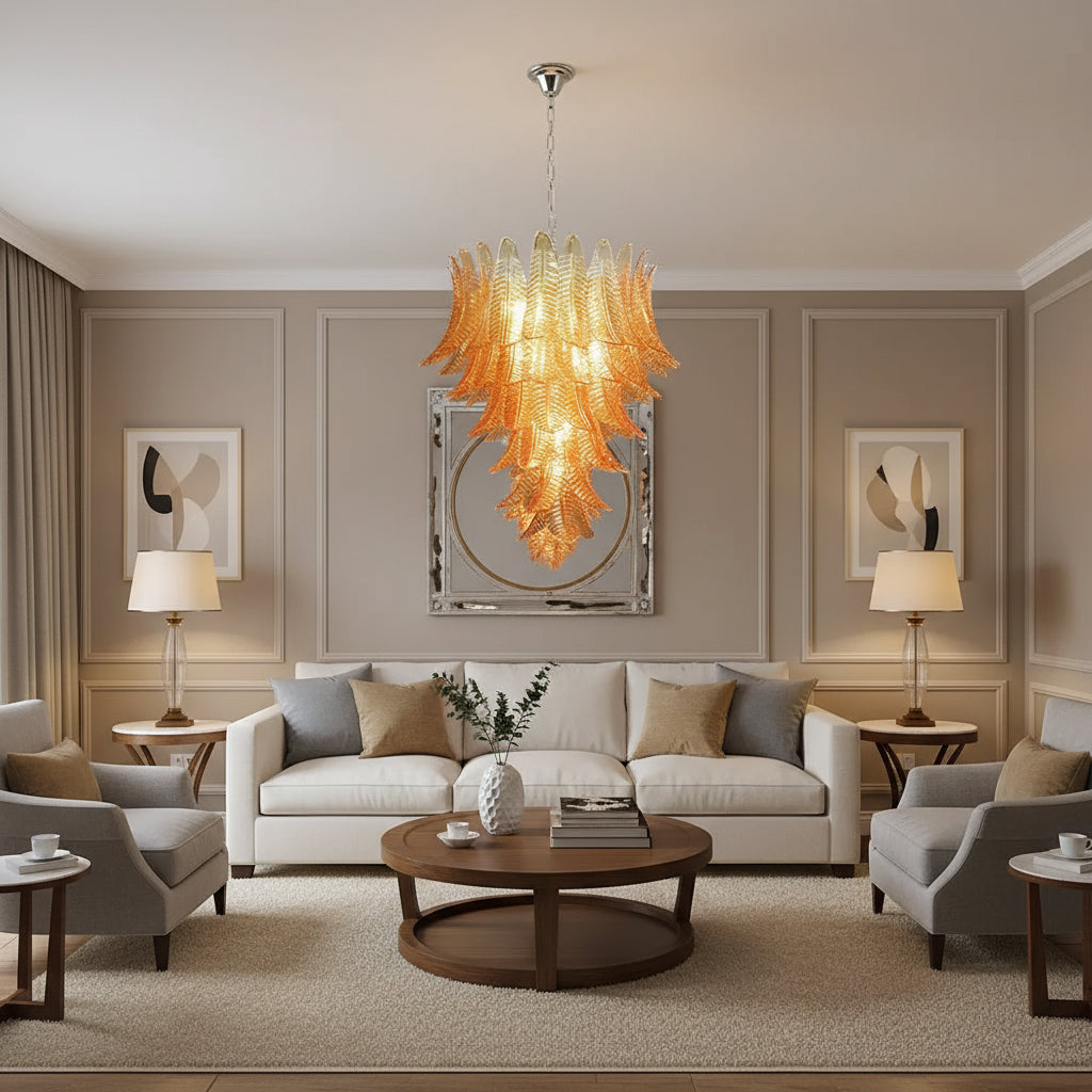 Amber Leaf Cascade Chandelier