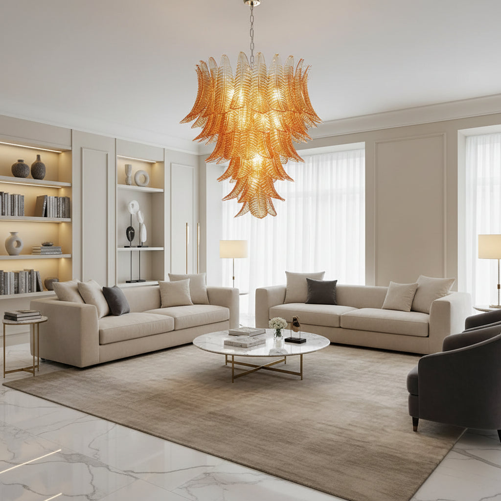 Amber Leaf Cascade Chandelier