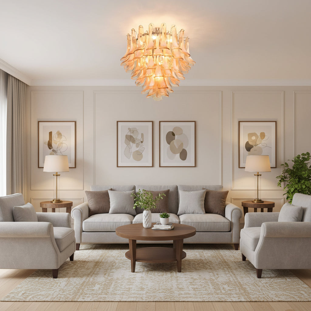 Amber Petal Glass Ceiling Lamp