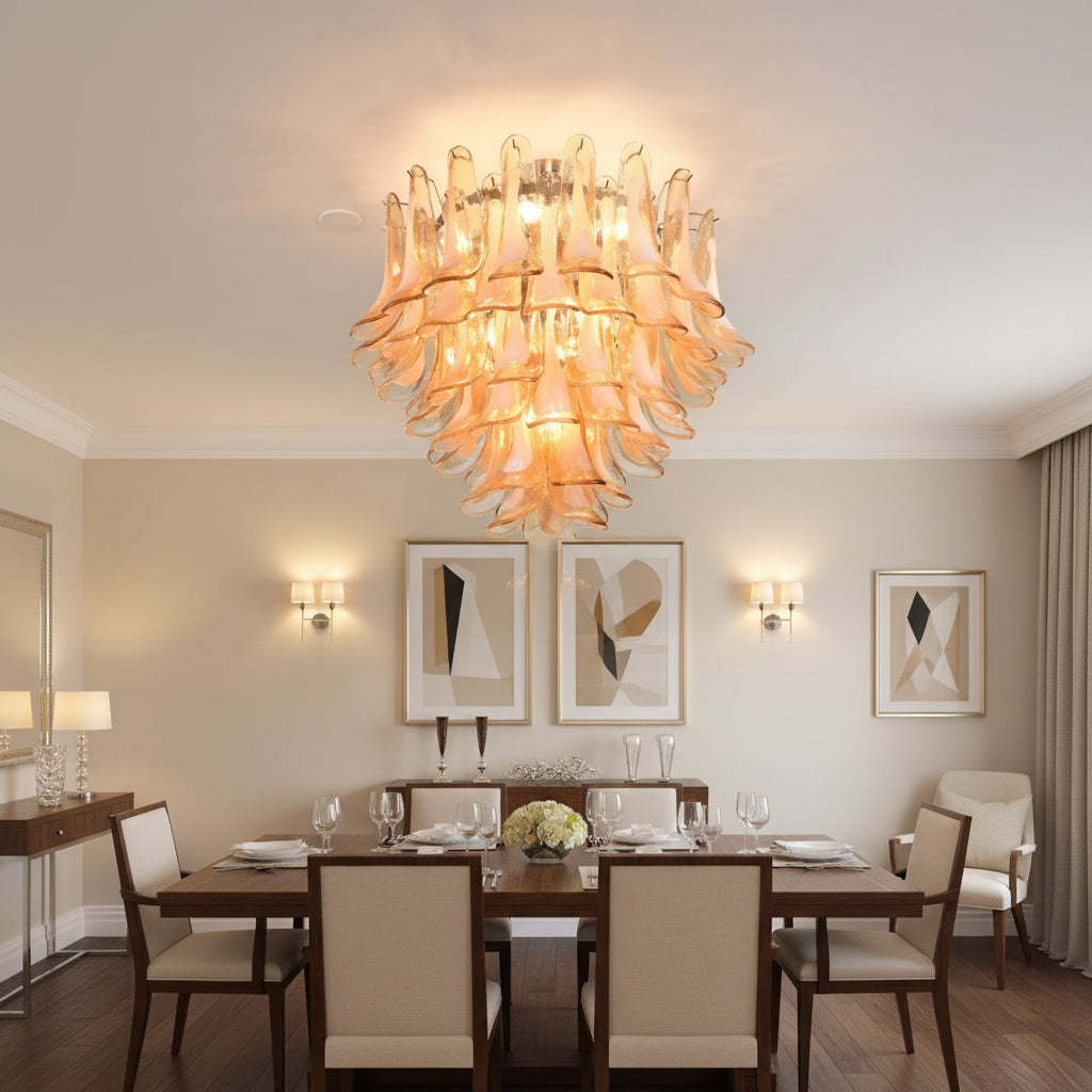 Amber Petal Glass Ceiling Lamp