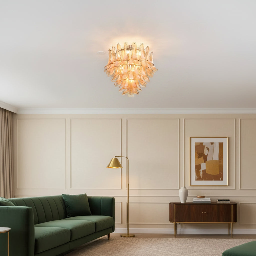 Amber Petal Glass Ceiling Lamp