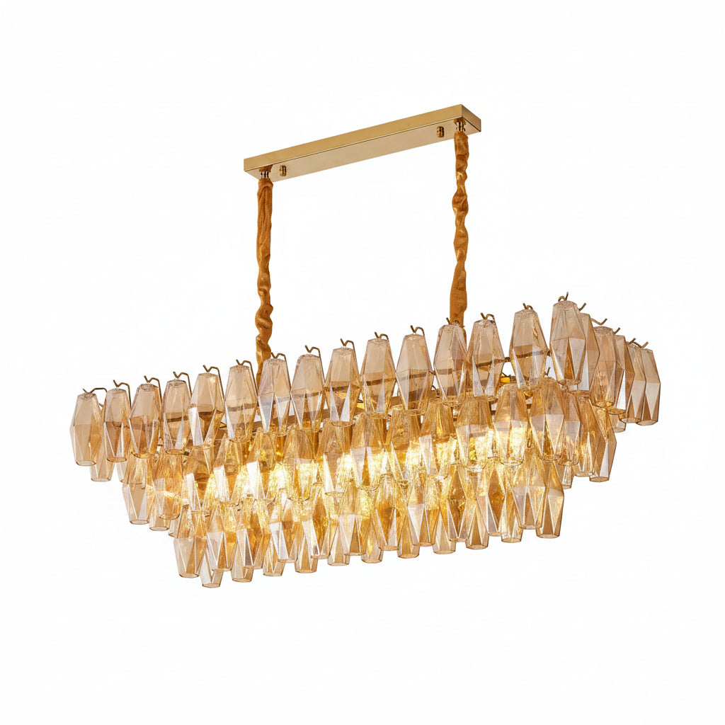 Amber Prism Glass Chandelier