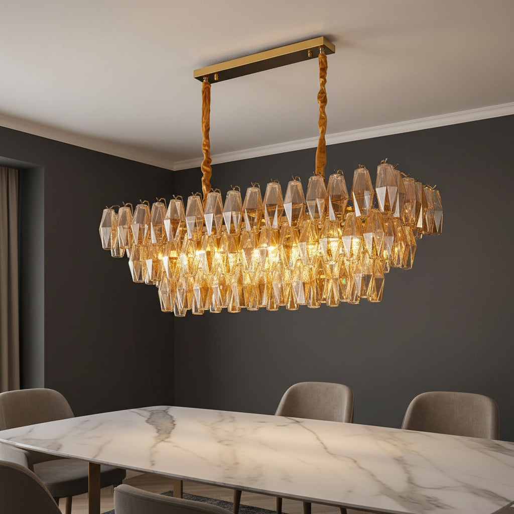 Amber Prism Glass Chandelier