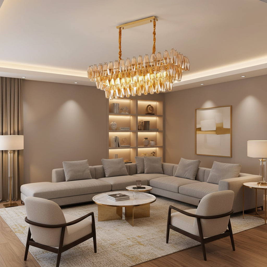 Amber Prism Glass Chandelier