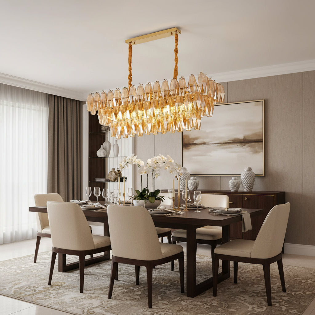 Amber Prism Glass Chandelier