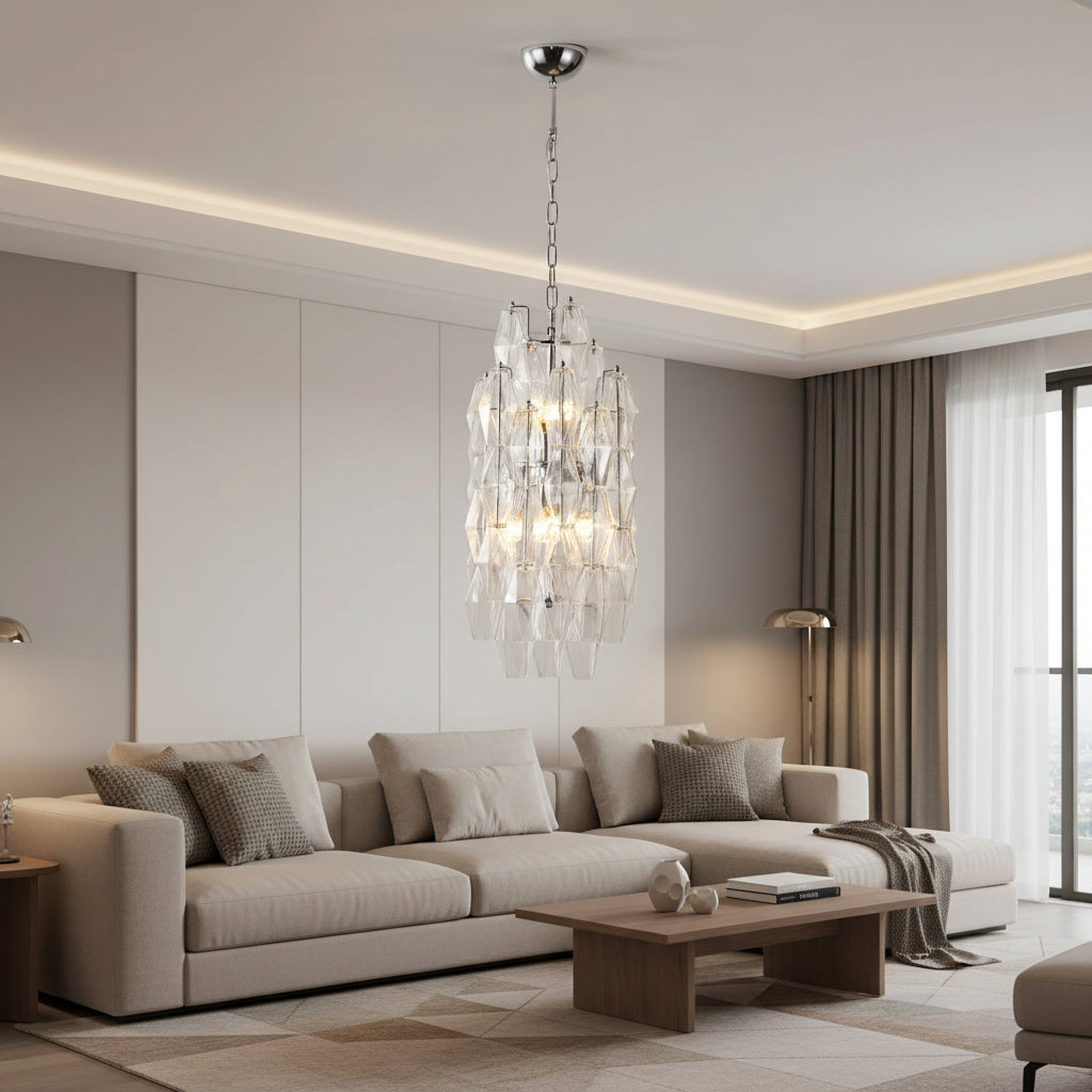 Amber Prism Long Chandelier