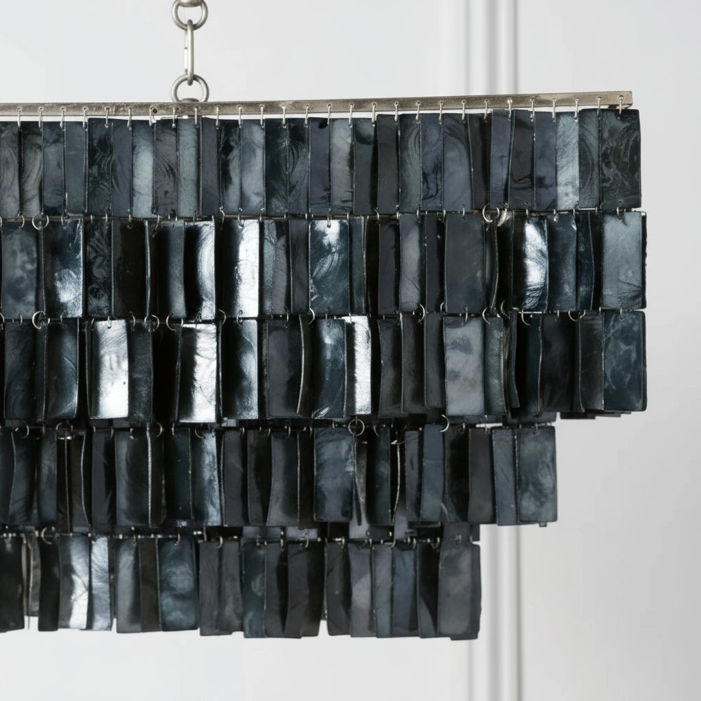 Capiz Chandelier 39" - Graphite