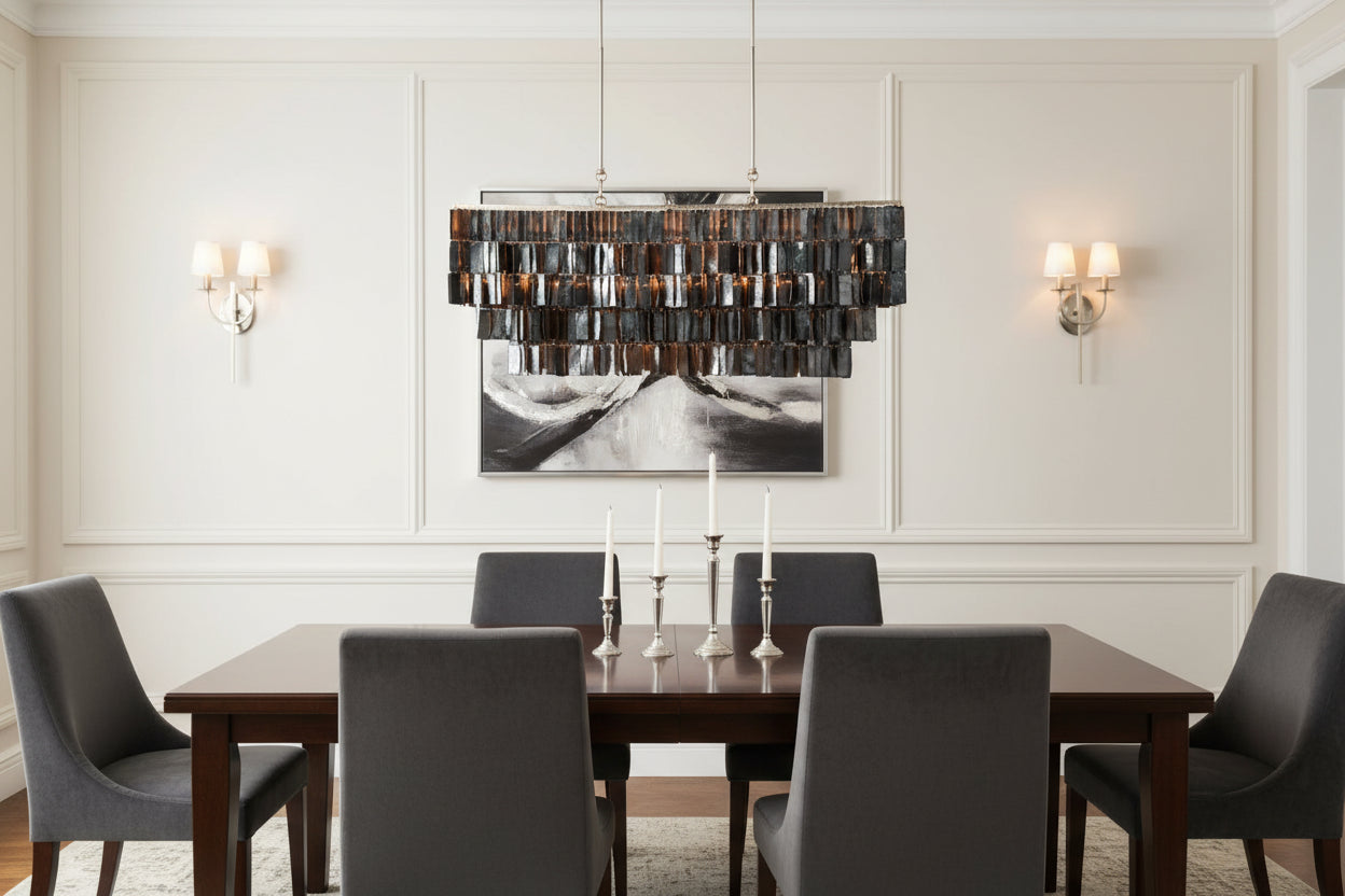 Capiz Chandelier 39" - Graphite