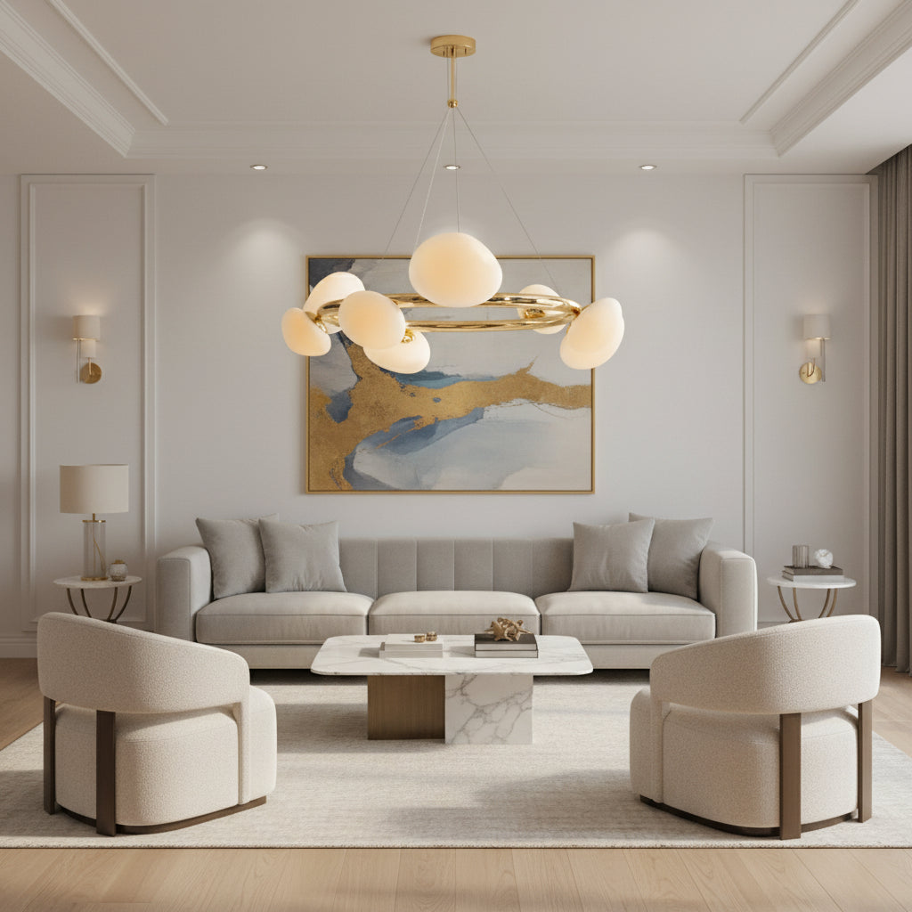 Radiante LED Globe Chandelier 36" - Polished Gold