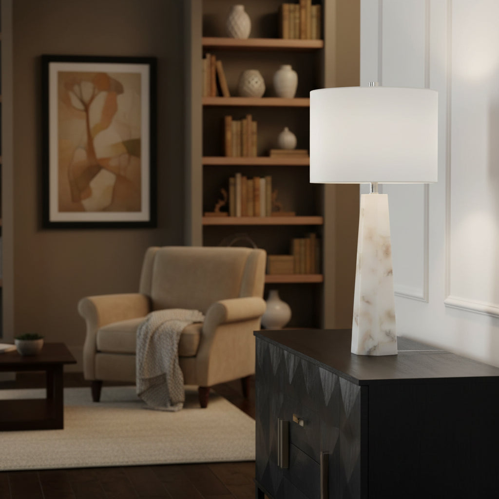 Aurora Alabaster Table Lamp 34"