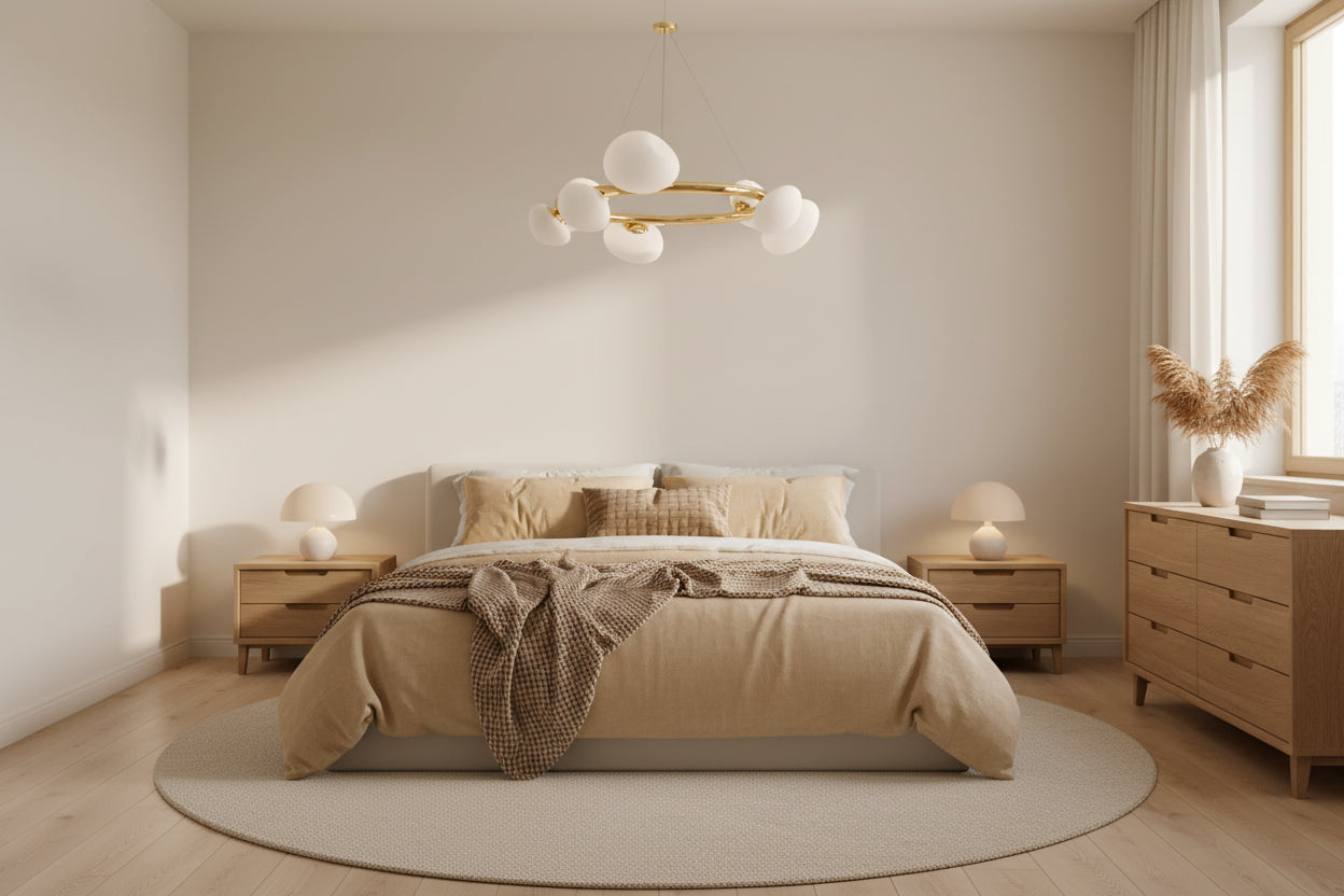 Radiante LED Globe Chandelier 36" - Polished Gold