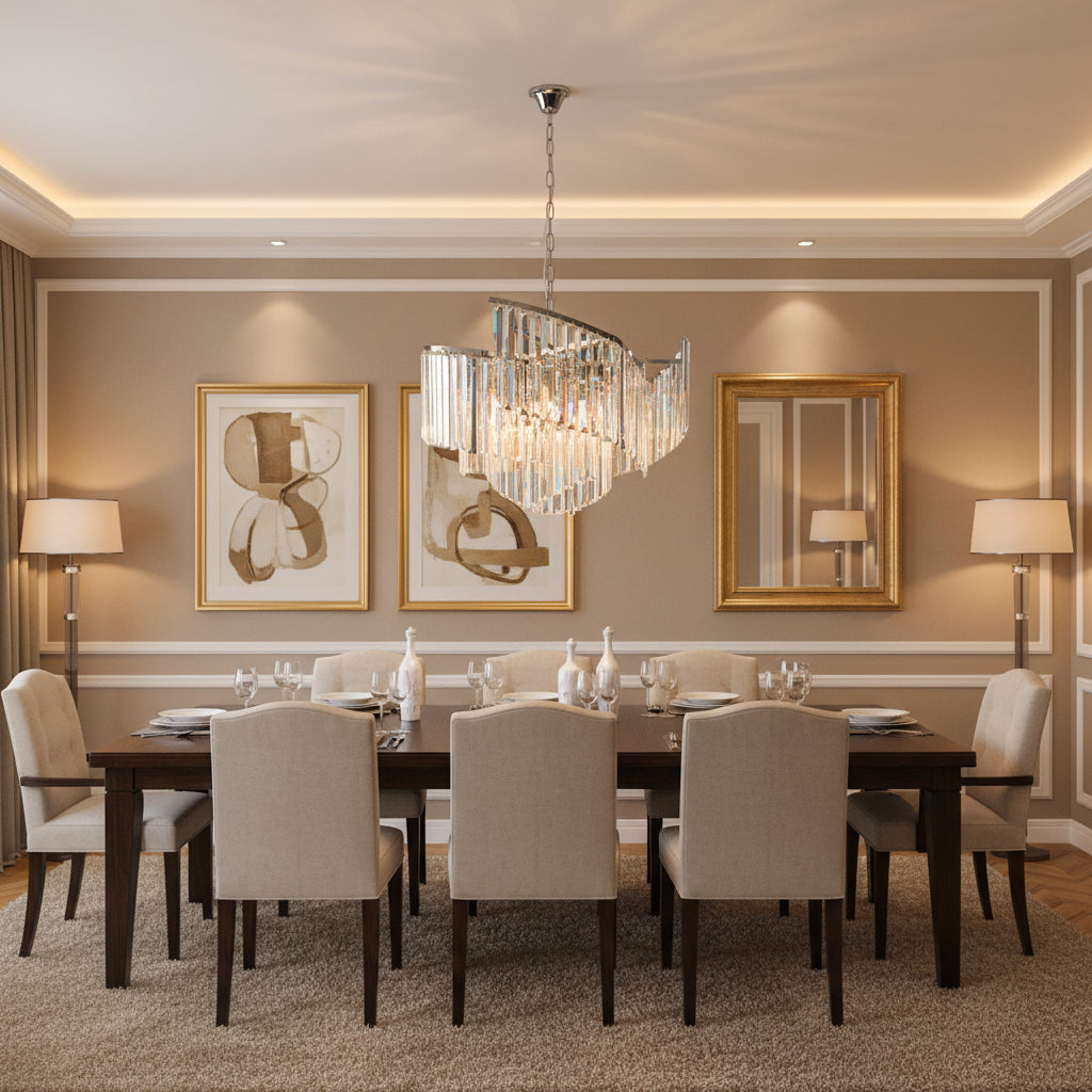 Luxe Spiral Chandelier - Nickel/Clear
