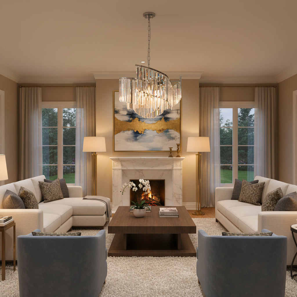 Luxe Spiral Chandelier - Nickel/Clear