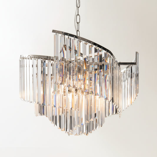 Luxe Spiral Chandelier - Nickel/Clear